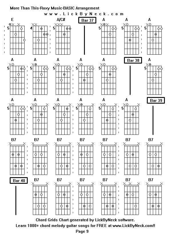 Chord Grids Chart of chord melody fingerstyle guitar song-More Than This-Roxy Music-BASIC Arrangement,generated by LickByNeck software.